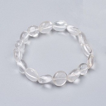 Natural Quartz Crystal Stretch Beaded Bracelets, Tumbled Stone, Nuggets, 1-7/8 inch~2-1/8 inch(4.8~5.5cm), Beads: 6~15x6~11x3~11mm