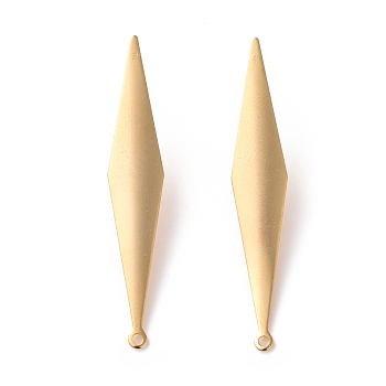 201 Stainless Steel Stud Earring Findings, with Horizontal Loop and 316 Stainless Steel Pin, Rhombus, Real 24K Gold Plated, 46x8mm, Hole: 1.4mm, Pin: 0.7mm