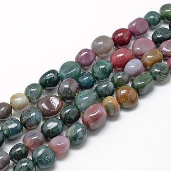 Natural Indian Agate Beads Strands, Oval, 8~15x7~12x4~12mm, Hole: 1mm, about 30~45pcs/strand, 15.7 inch