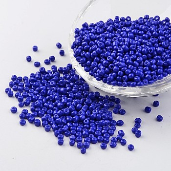 Baking Paint Glass Seed Beads, Blue, 6/0, 4~5x3~4mm, Hole: 1~2mm, about 4500pcs/bag