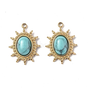 Vacuum Plating 201 Stainless Steel Natural Turquoise Pendants(STAS-C064-VC0898)-2