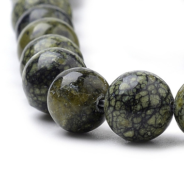 Perles en pierre de serpentine naturelle / dentelle verte(G-S259-15-8mm)-3