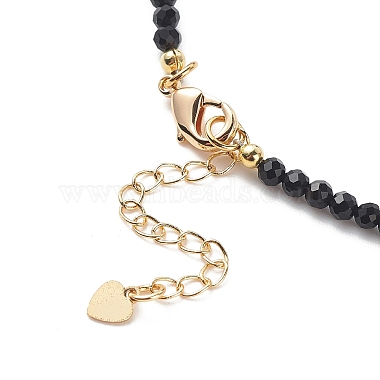 Cubic Zirconia Teardrop Pendant Necklace with Natural Black Agate Beaded Chains(NJEW-JN04121-04)-7