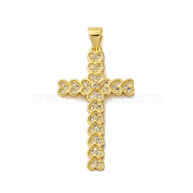 Real 18K Gold Plated Clear Cross Brass+Cubic Zirconia Pendants