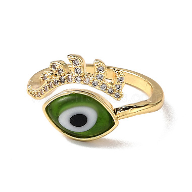 Lampwork Evil Eye Cuff Ring with Clear Cubic Zirconia(RJEW-L104-04G)-3