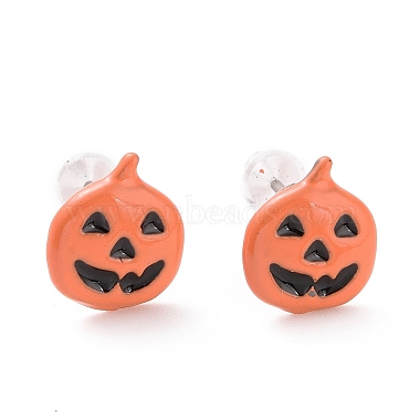 Orange Red Pumpkin Alloy Stud Earrings