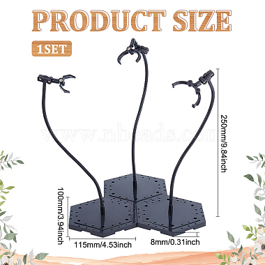 Hexagon Acrylic Doll Stands with Adjustable Snake Bone Bracket(ODIS-WH0038-65)-2
