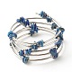 5-boucles de bracelets enroulés de perles de lapis-lazuli naturel pour femme(BJEW-JB01517-10)-1