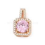 Brass Micro Pave Cubic Zirconia Pendants, Square, Long-Lasting Plated, Lead Free & Cadmium Free, Plum, 18x11x6.5mm, Hole: 5.5x2mm(KK-E795-09KCG-01)