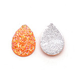 Druzy Resin Cabochons, Teardrop, Orange, 13.5x9.5x4mm(RESI-WH0026-01F)