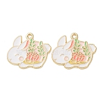 Alloy Enamel Pendants, Animals Charms, Rack Plating, Long-Lasting Plated, Golden, Rabbit Charms, 21.5x25x1.5mm, Hole: 1.8mm(AL-CBA7E34-01C-G)