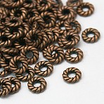 Tibetan Style Alloy Spacer Beads, Red Copper, Lead Free & Cadmium Free & Nickel Free, 8x2mm, Hole: 3mm(K0913062)