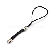 Nylon Cord Mobile Straps, with Iron Findings, Black, 85x4mm, Hole: 1.5mm(MOBA-D018-07)
