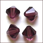 Imitation Austrian Crystal Beads, Grade AAA, K9 Glass, Faceted, Bicone, Dark Orchid, 6x6mm, Hole: 0.7~0.9mm(SWAR-F022-6x6mm-256)