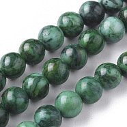 Natural China Silver Leaf Jasper Beads Strands, Dyed & Heated, Round, Green, 8mm, Hole: 1.2mm, about 46pcs/strand, 15.16 inch(38.5cm)(G-F668-29-8mm)