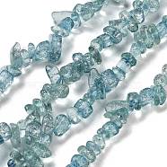 Transparent Crackle Glass Beads Strands, Chips, Cadet Blue, 3~7x8.5~12.5mm, Hole: 1.4mm, about 360pcs/strand, 324.80''(825cm)(GLAA-U004-01F)