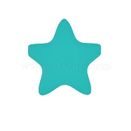 Star Silicone Beads, Chewing Beads For Teethers, DIY Nursing Necklaces Making, Medium Turquoise, 35x35mm(PW-WG37751-01)