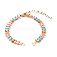 Brass Enamel Handmade Link Chains, for Bracelet Making, Colorful, 6-1/4 inch(16cm)(AJEW-JB00997)