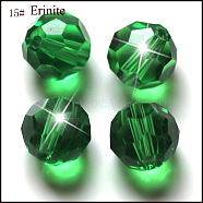 Imitation Austrian Crystal Beads, Grade AAA, Faceted(32 Facets), Round, Green, 10mm, Hole: 0.9~1mm(SWAR-F021-10mm-218)