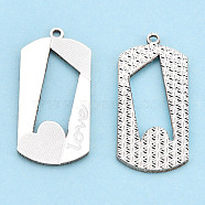 925 Sterling Silver Pendants, Rectangle, Silver, 24x11x1mm, Hole: 1mm(STER-T006-12)