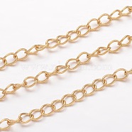 Ion Plating(IP) 304 Stainless Steel Curb Chains, Twisted Chains, Unwelded, for Jewelry Making, Golden, 4x3x0.6mm(X-CHS-K004-11G-0.6mm)