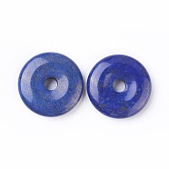 Natural Lapis Lazuli Pendants, Donut/Pi Disc, Donut Width: 12~12.5mm, 30~31x6~7mm, Hole: 6mm(G-F639-04B)