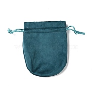 Velvet Storage Bags, Drawstring Pouches Packaging Bag, Oval, Teal, 12x10cm(ABAG-H112-01C-06)