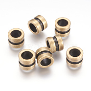 304 Stainless Steel Beads, Large Hole Beads, Grooved Beads, Column, Antique Bronze, 10x8mm, Hole: 6.5mm(STAS-E144-028AB)