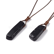 Natural Obsidian Nugget Pendant Necklace with Waxed Cord for Women, 33.86~38.98 inch(86~99cm)(NJEW-F306-01D)