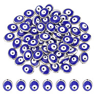 Nbeads 60Pcs CCB Plastic Beads, with Enamel, Oval with Evil Eye, Blue, 12x9.5x5mm, Hole: 1.4mm(FIND-NB0003-10)