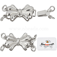 Beebeecraft 4Pcs Brass Box Clasps, for Jewelry Making, Bowknot, Platinum, 20x10.5x4.5mm, Hole: 2mm(KK-BBC0001-79)