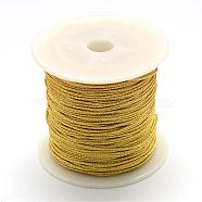 Nylon Thread, with Metallic Cords, Gold, 0.6mm, about 142.16 yards(130m)/roll(NWIR-R030-0.6mm)