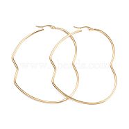 201 Stainless Steel Hoop Earrings, with 304 Stainless Steel Pins, Apple, Golden, 69.5x56.5x2mm, 12 Gauge, Pin: 1x0.7mm(EJEW-I245-24B)