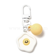 Cartoon Smiling Face Acrylic Pendant Keychain, with Candy Ball Charm and Alloy Finding, for Car Bag Decoration, Flower, 62~67mm(KEYC-D017-01A)