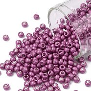TOHO Round Seed Beads, Japanese Seed Beads, Frosted, (563F) Hot Pink Galvanized Matte, 8/0, 3mm, Hole: 1mm, about 220pcs/10g(X-SEED-TR08-0563F)
