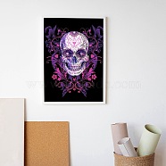 DIY Halloween Skull Theme Diamond Painting Kit, Including, Resin Rhinestones, Diamond Sticky Pen, Tray Plate, Glue Clay, Tweezer, Floral Pattern, 19pcs/set(DIY-H159-01G)