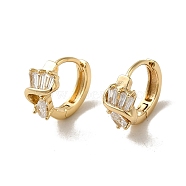 KC Gold Plated Brass Micro Pave Cubic Zirconia Hoop Earring, 13x7mm(EJEW-L271-01KCG-12)