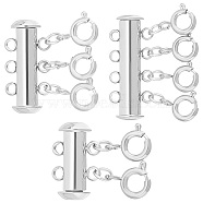 3Pcs 3 Styles 304 Stainless Steel Slide Lock Clasps, Peyote Clasps, with Spring Ring Clasps, Necklace Layering Clasps, Multi-Strand, for Jewelry Making, Stainless Steel Color, 21x15~24.5x7mm, Hole: 1.5mm, 1pc/style(STAS-UN0042-03P)