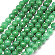 Natural Yellow Jade Beads Strands, Dyed, Round, Green, 8mm, Hole: 1mm, about 50pcs/strand, 15.75 inch(G-G598-8mm-YXS-19)