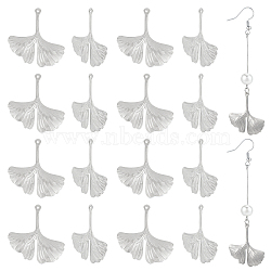 50Pcs 304 Stainless Steel Pendants, Ginkgo Leaf, Stainless Steel Color, 28x26x2mm, Hole: 1mm(STAS-UN0049-88)