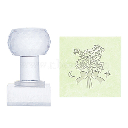 Plastic Stamps, DIY Soap Molds Supplies, Square, Flower Pattern, 38x38mm(DIY-WH0350-065)