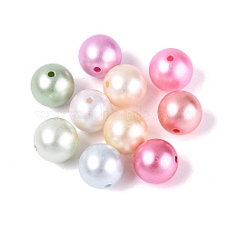Opaque ABS Imitation Pearl Plastic Beads, Smooth Round, Matt, Mixed Color, 15.5~16mm, Hole: 2mm(KY-Q006-07)