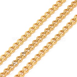304 Stainless Steel Curb Chains, Soldered, with Spool, Real 18K Gold Plated, 4x3x1mm, 10m/roll(CHS-C009-01A-G)