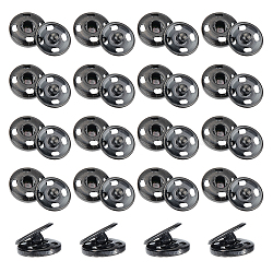 20 Sets 202 Stainless Steel Snap Buttons, Garment Buttons, Sewing Accessories, Electrophoresis Black, 10x3.5mm, 20 sets/box(BUTT-UN0001-19)
