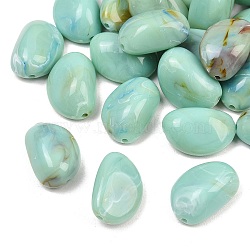 Two Tone Opaque Acrylic Imitation Gemstone Beads, Nuggets, Pale Turquoise, 21~22x15x10mm, Hole: 2mm, about 227pcs/500g(OACR-T033-01)