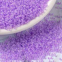 MIYUKI Round Rocailles Beads, Japanese Seed Beads, 15/0, (RR222) Orchid Lined Crystal, 1.5mm, Hole: 0.7mm, about 5555pcs/10g(X-SEED-G009-RR0222)