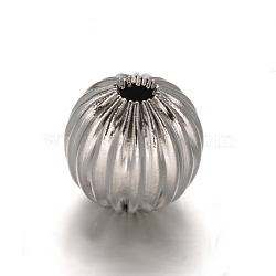 Round 304 Stainless Steel Corrugated Beads, Stainless Steel Color, 12mm, Hole: 2.5mm(STAS-I050-01-12mm)