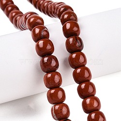 Natural Red Jasper Beads Strands, Barrel, 10~10.5x9~9.5mm, Hole: 1.2mm, about 41~43pcs/strand, 14.37~16''(36.5~40cm)(G-T138-147)