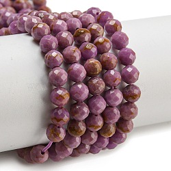 Natural Lepidolite/Purple Mica Stone Beads Strands, Phosphosiderite, Faceted, Round, 4mm, Hole: 0.8mm, about 91pcs/strand, 15.16''(38.5cm)(G-NH0011-A01-02)