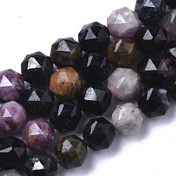 Natural Tourmaline Beads Strands, Faceted, Star Cut Round Beads, 6~7mm, Hole: 0.8~0.9mm, about 31~33pcs/Strand, 7.40 inch7.72 inch(18.8~19.6cm)(G-N327-03A-04)